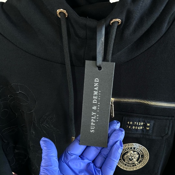 Supply & Demand Black Hoodie with Gold Embroidered Patch - Picture 2 of 8